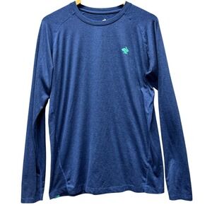 Rabbit EZ Tee Long Sleeve Mens Large L Blue Heathered Running Shirt Activewear